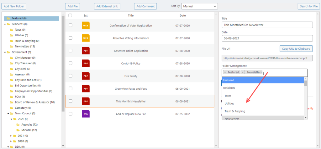 Add File to Multiple Folders | Civic Clarity / Clarity Cloud KB